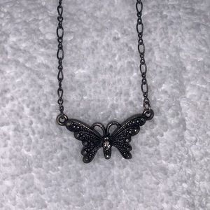Black butterfly necklace